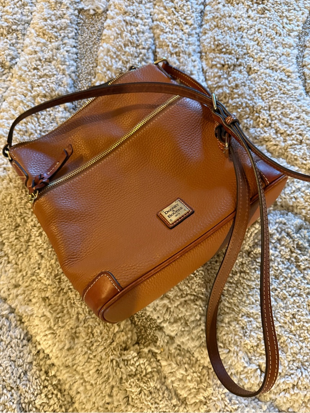 Dooney & Bourke Cognac Pebbled Leather Crossbody